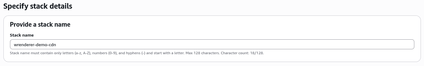 Specify name for cdn stack