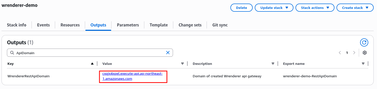 Specify WrendererApiDomain parameter