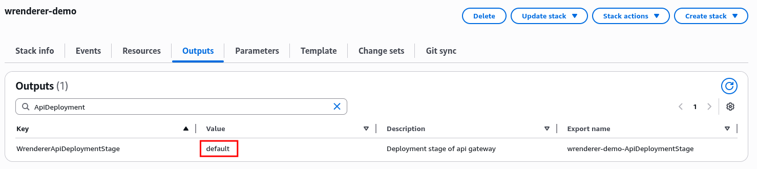 Specify WrendererApiStage parameter